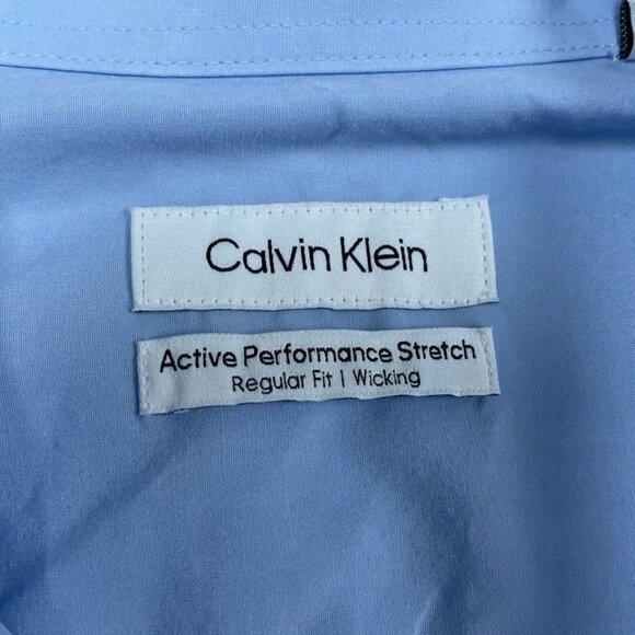 Calvin Klein Mens Blue Long Sleeve Shirt Active Stretch Size L a0849 - Picture 2 of 8